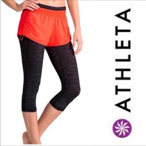 EUC Athleta Go Getter 2 in 1 shorts leggings combo